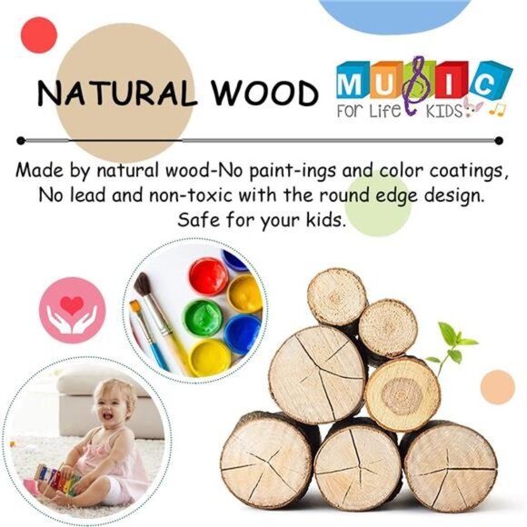 Toddler Musical Instruments Set Wooden Percussion Instruments Toy for Kids Baby - Picture 2 of 7